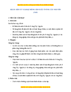 Giáo án Bài 20 Lịch sử & Địa lí lớp 4 Chân trời sáng tạo: Dân cư và hoạt động sản xuất ở vùng Tây Nguyên