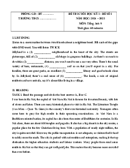Đề thi Cuối kì 1 Tiếng Anh 9 Global success (Đề 1 kèm file nghe)