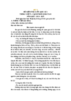 Đề thi giữa kì 1 Tiếng Việt lớp 5 Chân trời sáng tạo (Đề 7)