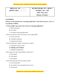 Đề thi cuối kì 2 Tiếng Anh 8 Global success (Đề 1 kèm file nghe)