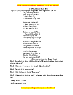 Phiếu bài tập Tuần 4 Giọt sương kiều diễm Ngữ văn 6