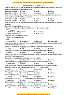 Bài tập Test yourself Unit 4,5 Tiếng Anh 10 cơ bản - nâng cao