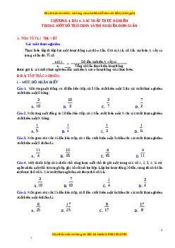 Chuyên đề Xác suất thực nghiệm trong một trò chơi và thí nghiệm đơn giản Toán 6 Cánh diều
