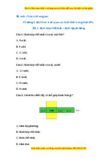 Trắc nghiệm Hình hộp chữ nhật - Hình lập phương Toán 7 Chân trời sáng tạo