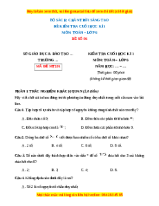 Đề thi cuối kì 1 Toán 6 Chân trời sáng tạo (Đề 6)