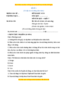 Đề thi cuối kì 2 Tin học lớp 4 Kết nối tri thức (Đề 1)