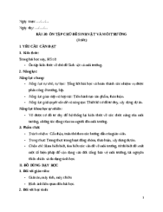 Giáo án Bài 30: Ôn tập chủ đề Sinh vật và môi trường Khoa học lớp 5 Chân trời sáng tạo