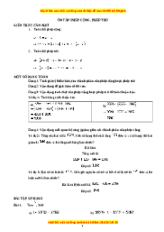 Chuyên đề Ôn tập phép cộng và phép trừ Toán lớp 3 nâng cao Cánh diều