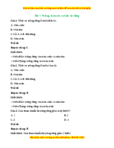 Trắc nghiệm Công nghệ 7 Bài 7 Chân trời sáng tạo: Trồng, chăm sóc và bảo vệ rừng