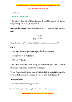 Lý thuyết Toán 10 Chân trời sáng tạo Bài 2: Xác suất của biến cố