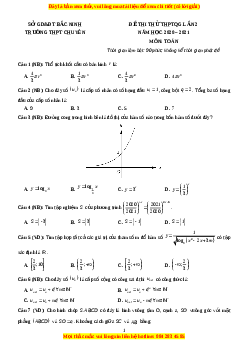 Đề thi thử Toán trường Chuyên Bắc Ninh năm 2021