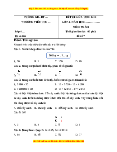 Đề thi giữa kì 2 Toán lớp 4 Kết nối tri thức (Đề 7)