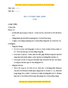 Giáo án Bài 4 Lịch sử 7 Chân trời sáng tạo: Văn hóa phục hưng (phiên bản 2)