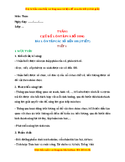 Giáo án Ôn tập các số đến 100 Toán lớp 2 Kết nối tri thức