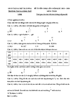Đề thi vào lớp 6 môn Toán trường Lương Thế Vinh - Thái Bình 2025 có đáp án