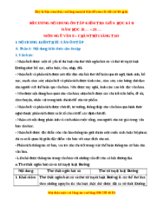Đề cương ôn tập giữa kì 2 Ngữ văn 8 Chân trời sáng tạo