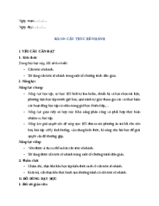 Giáo án Bài 10: Cấu trúc rẽ nhánh Tin học lớp 5 Chân trời sáng tạo