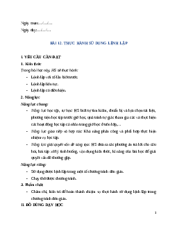 Giáo án Bài 12: Thực hành sử dụng lệnh lặp Tin học lớp 5 Kết nối tri thức