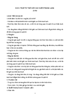 Giáo án Bài 3 Lịch sử 12 Kết nối tri thức: Trật tự thế giới sau Chiến tranh lạnh