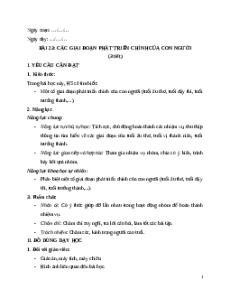 Giáo án Bài 23 Khoa học lớp 5 Kết nối tri thức: Các giai đoạn phát triển chính của con người