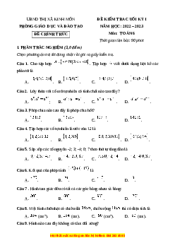 Đề thi cuối kì 1 Toán 6 Kết nối tri thức Phòng GD&ĐT Thị xã Kinh Môn - Hải Dương