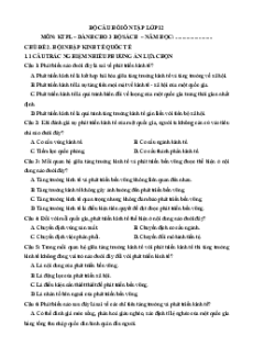 Câu hỏi ôn tập + Đề kiểm tra KTPL 12 Chủ đề 2 (chung cho ba sách)