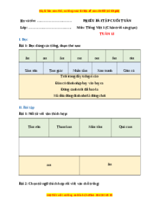 Bài tập cuối tuần Tiếng việt lớp 1 Tuần 13 Chân trời sáng tạo (có lời giải)
