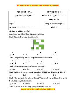 Đề thi cuối kì 2 Toán lớp 4 Chân trời sáng tạo - Đề 13