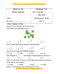 Đề thi cuối kì 2 Toán lớp 4 Chân trời sáng tạo - Đề 13