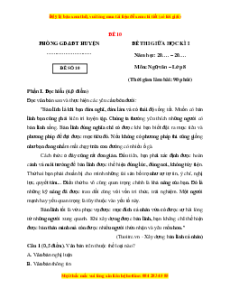 Đề thi giữa kì 1 Ngữ văn 8 Chân trời sáng tạo (đề 10)