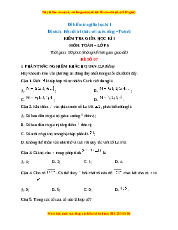 Đề thi giữa kì 1 Toán 6 Kết nối tri thức (Đề 8)