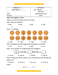 Đề thi cuối kì 1 Toán lớp 3 Kết nối tri thức - Đề 9