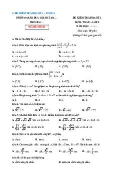 Đề thi Cuối kì 1 Toán 9 Cánh diều 2024 (Đề 5)
