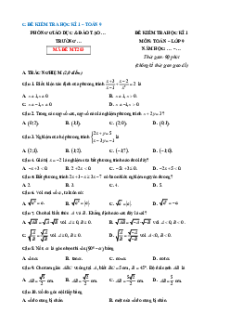 Đề thi Cuối kì 1 Toán 9 Cánh diều 2024 (Đề 5)