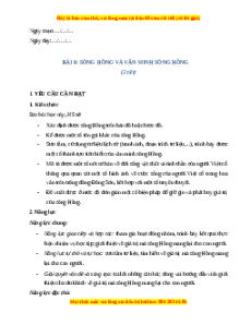 Giáo án Bài 8 Lịch sử & Địa lí lớp 4 Cánh diều: Sông Hồng văn văn minh sông Hồng