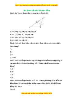 Trắc nghiệm Đoạn thẳng. Độ dài đoạn thẳng Toán 6 Chân trời sáng tạo