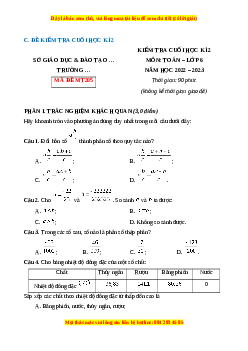 Đề thi cuối kì 2 Toán 6 Chân trời sáng tạo (Đề 10)