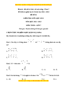 Đề thi giữa học kì 2 Toán 7 Kết nối tri thức có đáp án (Đề 2)