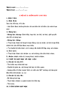 Giáo án HĐTN 6 Chân trời sáng tạo Chủ đề 5. Kiểm soát chi tiêu