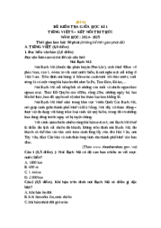 Đề thi giữa kì 1 Tiếng Việt lớp 5 Kết nối tri thức (Đề 6)