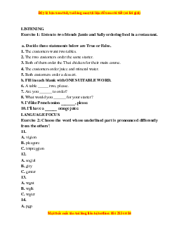 Đề thi cuối kì 1 Tiếng Anh 7 Global success (Đề 3 kèm file nghe)