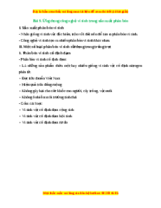 Lý thuyết Bài 9: Sử dụng công nghệ vi sinh trong sản xuất phân bón