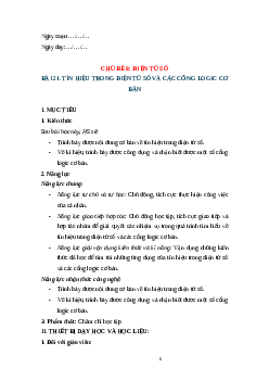Giáo án Bài 21: Khái niệm về điện tử số và các cổng logic cơ bản (2024) Công nghệ Điện - Điện tử 12 Cánh diều