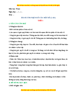 Giáo án Tìm phân số của một số Toán lớp 4 Kết nối tri thức