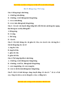 Trắc nghiệm Động năng, thế năng Vật lí 10 Kết nối tri thức