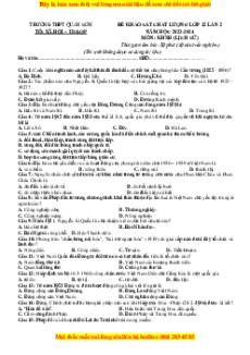 Đề thi thử tốt nghiệp Lịch sử trường THPT Quan Sơn năm 2024