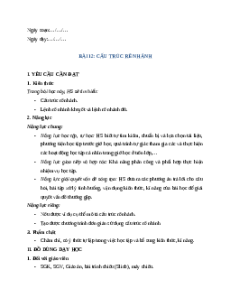 Giáo án Chủ đề F Bài 12 Tin học lớp 5 Cánh diều: Cấu trúc rẽ nhánh