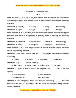 Đề thi cuối kì 1 Tiếng Anh 11 Friends global (Đề 5)