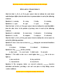 Đề thi cuối kì 1 Tiếng Anh 11 Friends global (Đề 5)