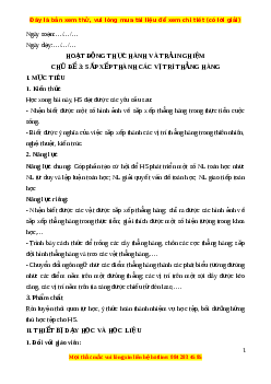 Giáo án Hoạt động thực hành và trải nghiệm chủ đề 3. Sắp xếp các vị trí thẳng hàng Toán 6 Cánh diều